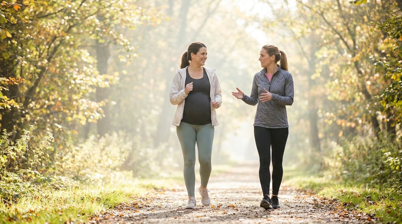 Femme enceinte au 3e trimestre faisant du sport doux